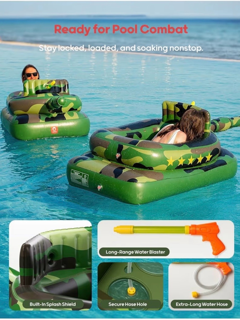 Camouflage Inflatable Adult Pool float - Picture 3 of 6
